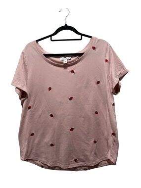 B1.5. Vintage America Pink Short Sleeve Tee with Strawberry Embroidery